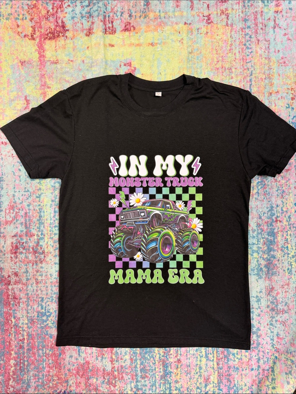 Black 'In My Mama Era' Monster Truck Graphic Tee